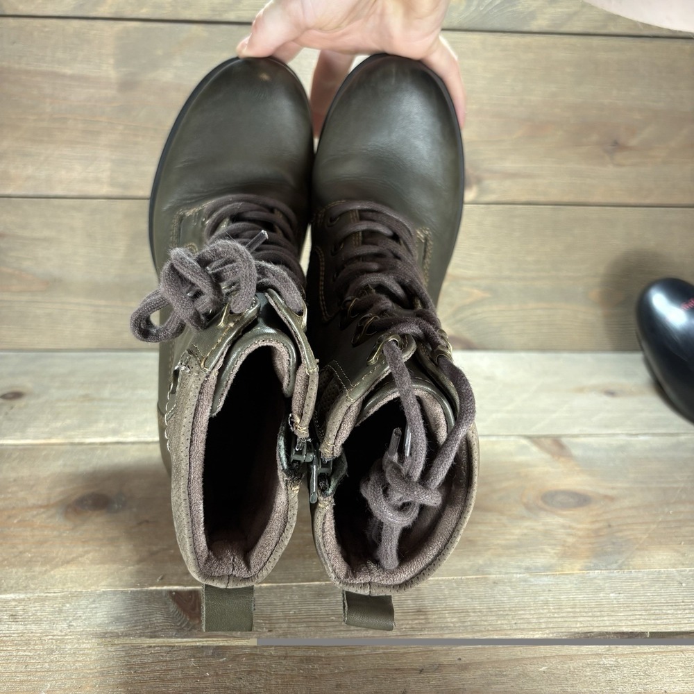 earth denali anchor womens size 7.5 shoes green leather heel combat boots - Picture 7 of 11